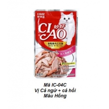 Pate mèo Ciao cá ngừ topping cá hồi gói 60gr