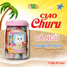 Súp thưởng CIAO Churu dành cho mèo - Vị Cá ngừ mix Collagen & chất xơ (hộp 50 que)