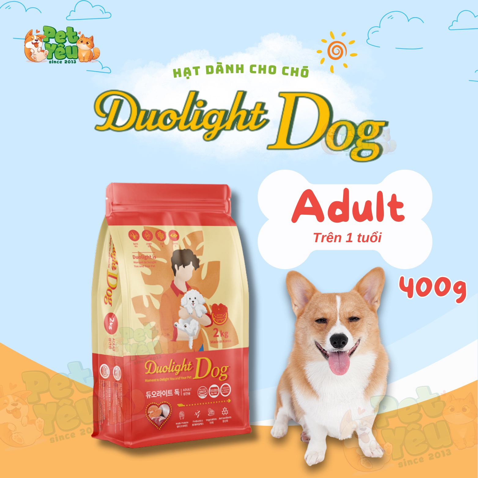 Hạt Duolight Dog dành cho chó lớn - túi 400g