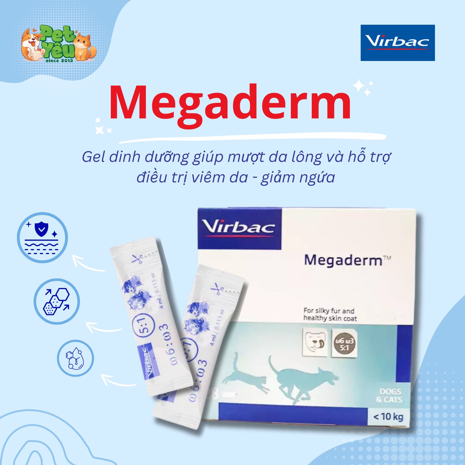 Gel dinh dưỡng Virbac Megaderm gói lẻ