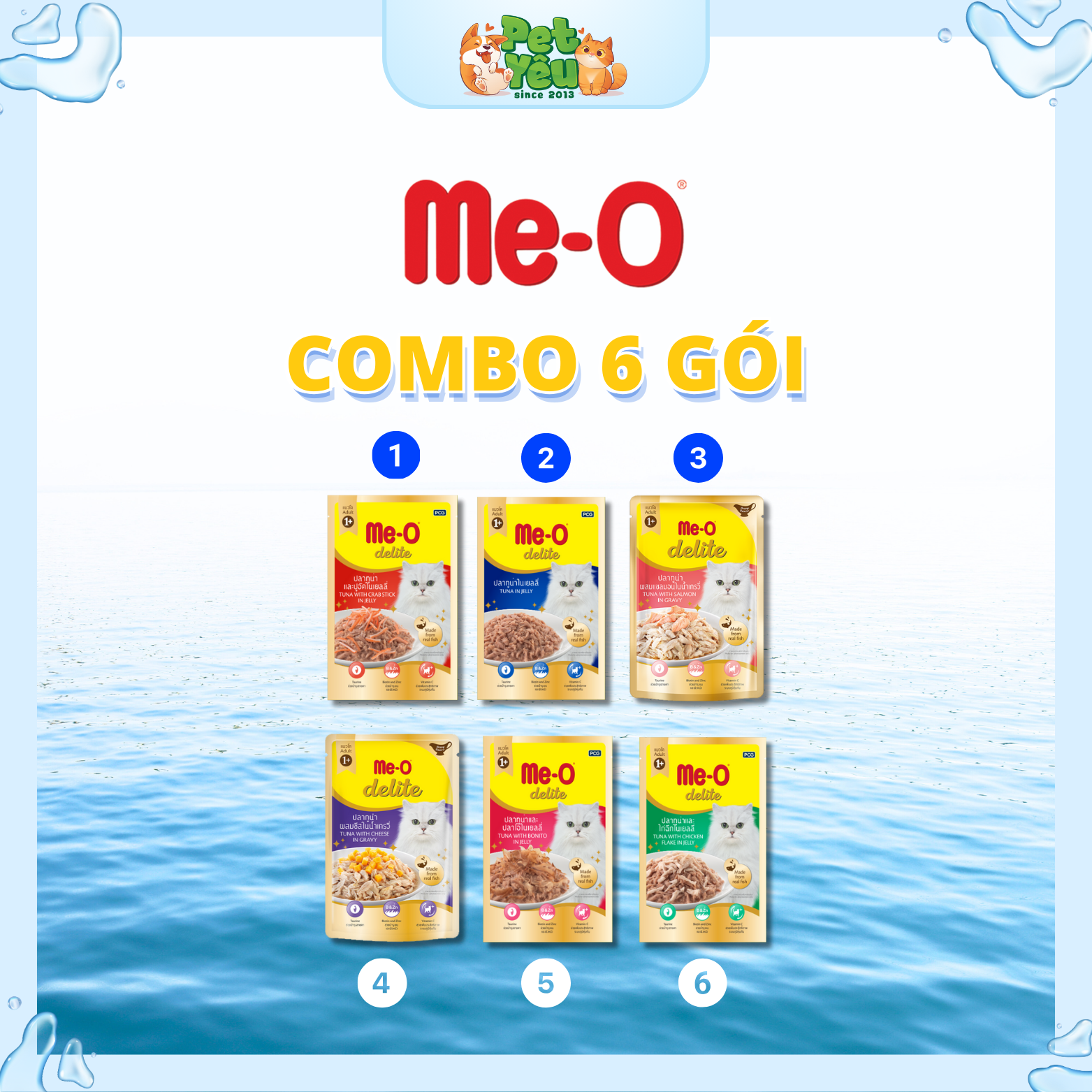 [ COMBO 6 GÓI ] Pate dành cho mèo Me-O Delite - túi 70g