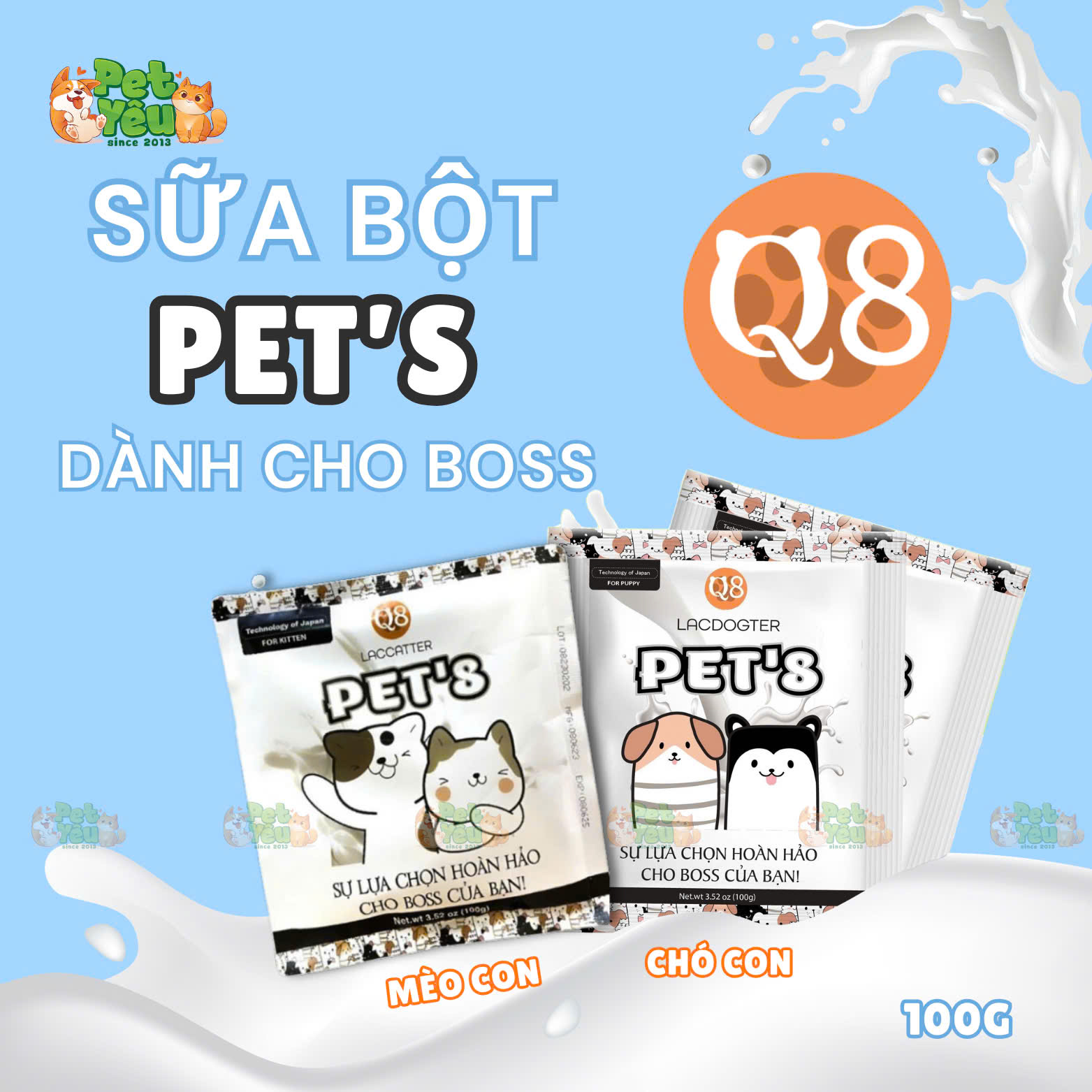 Sữa bột PETS Q8 dành cho thú cưng