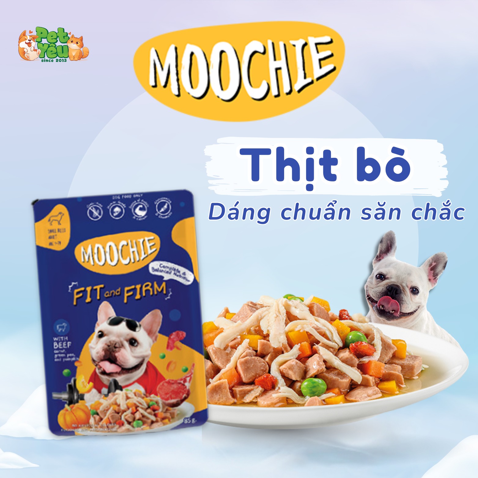 Pate MOOCHIE dành cho chó - Dáng chuẩn săn chắc - Vị Thịt Bò túi 85G